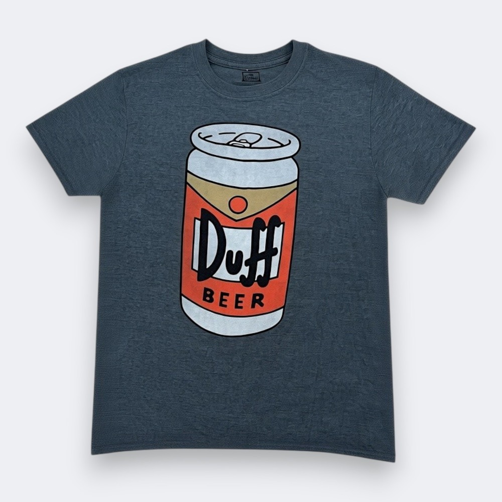 The Simpsons Mens Duff Beer Graphic T-Shirt Medium Gray Cartoon Retro Tee
